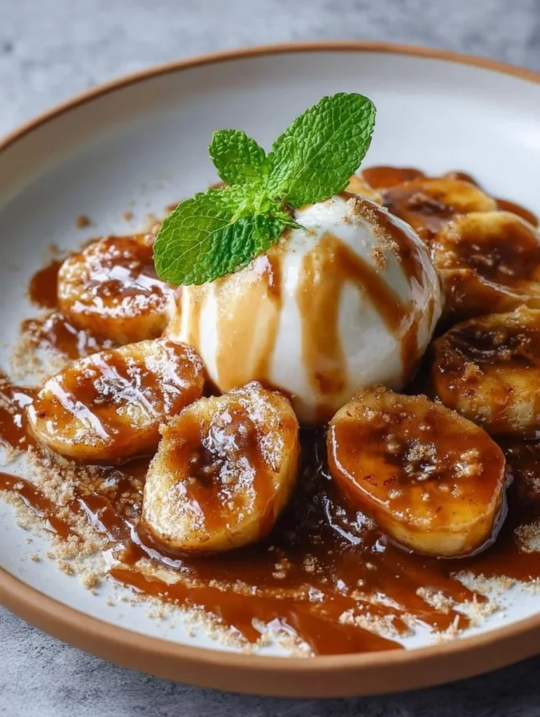 Delicious Dairy-Free Bananas Foster dessert with caramelized bananas and dairy-free ingredients.