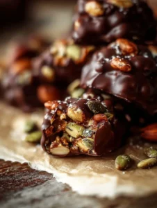 Dark chocolate nut squares with nuts and a rich chocolate layer