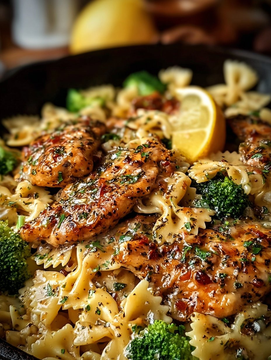 Cowboy Butter Lemon Bowtie Chicken with Broccoli Recipe
