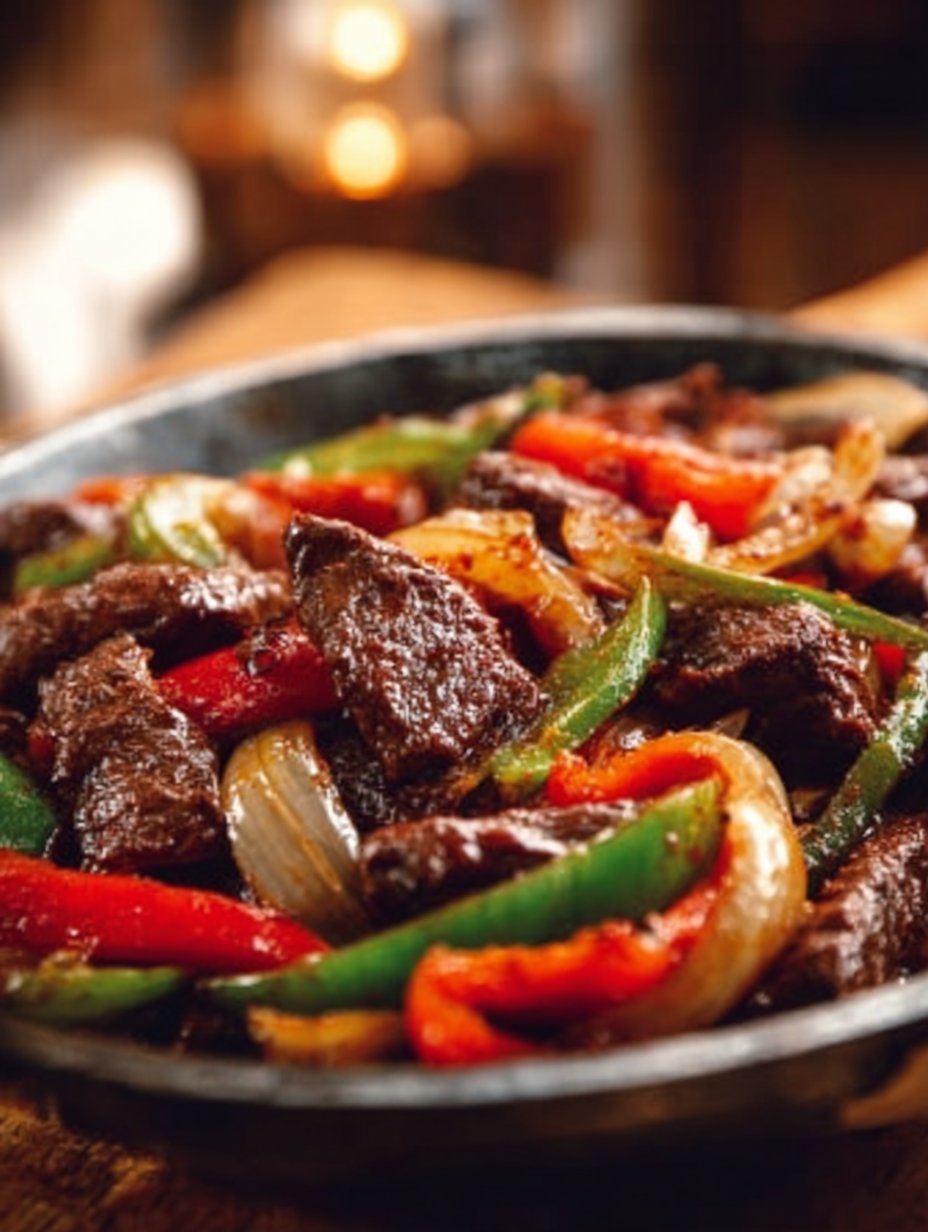 Sizzling Chinese Pepper Steak with Onions
