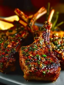 Garlic rosemary lamb chops plated for a delicious gourmet meal