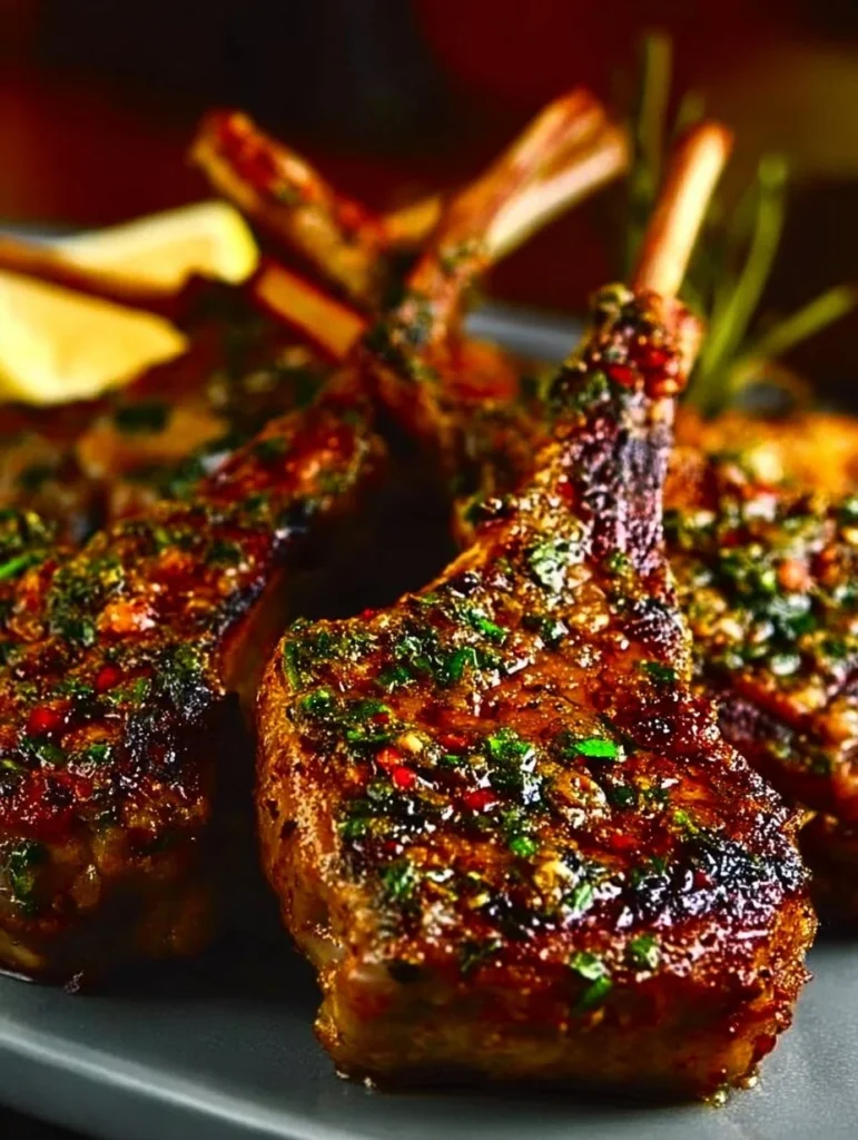 Garlic rosemary lamb chops plated for a delicious gourmet meal