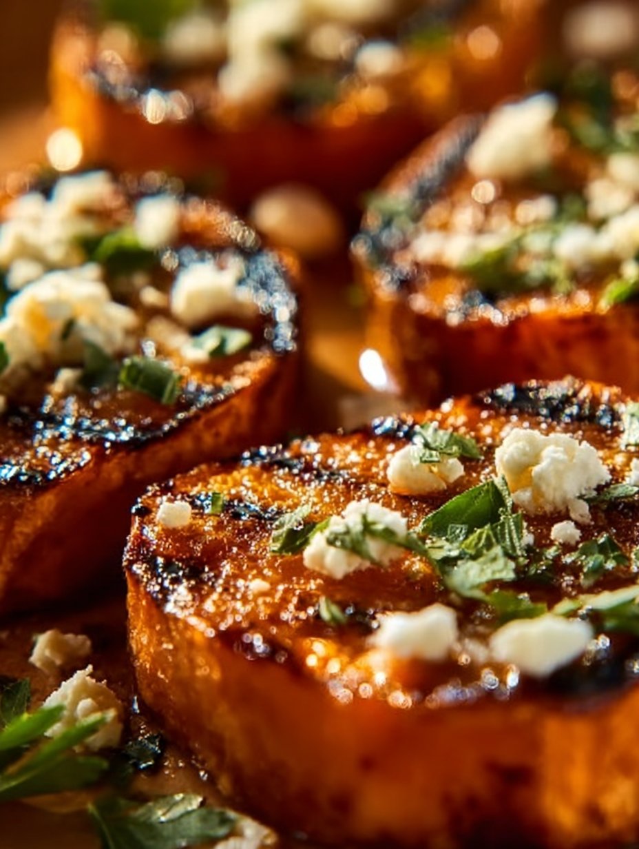 Roasted Sweet Potato Rounds with Honey & Feta