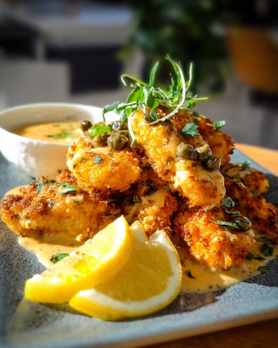 Golden Chicken Nuggets with Lemony Piccata
