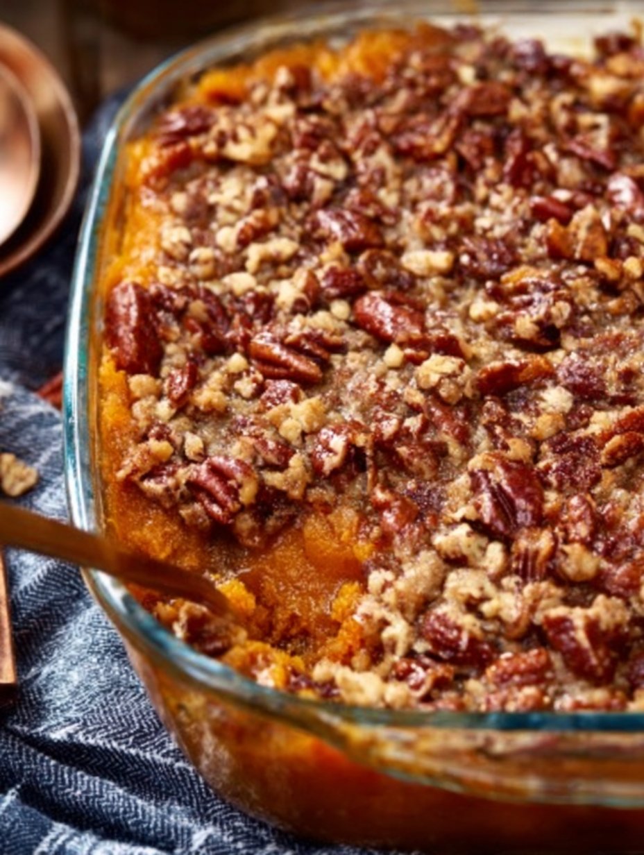 Sweet Potato Casserole with Pecan Topping