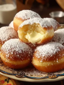 Delicious Italian cream-filled doughnuts, perfectly crafted for a sweet indulgence.