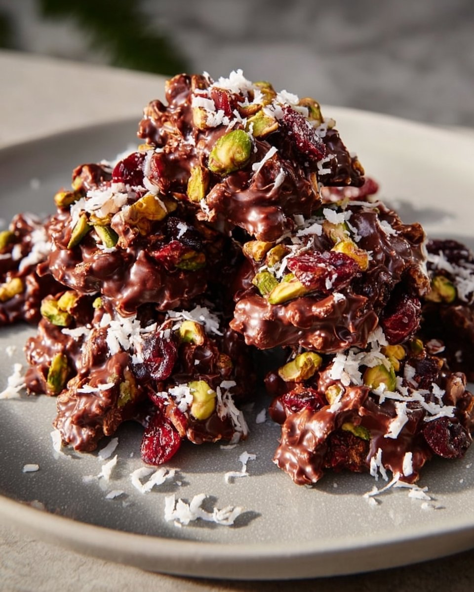 Pistachio Cranberry Chocolate Clusters