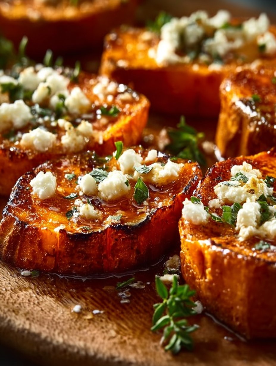 Roasted Sweet Potato Rounds with Honey & Feta