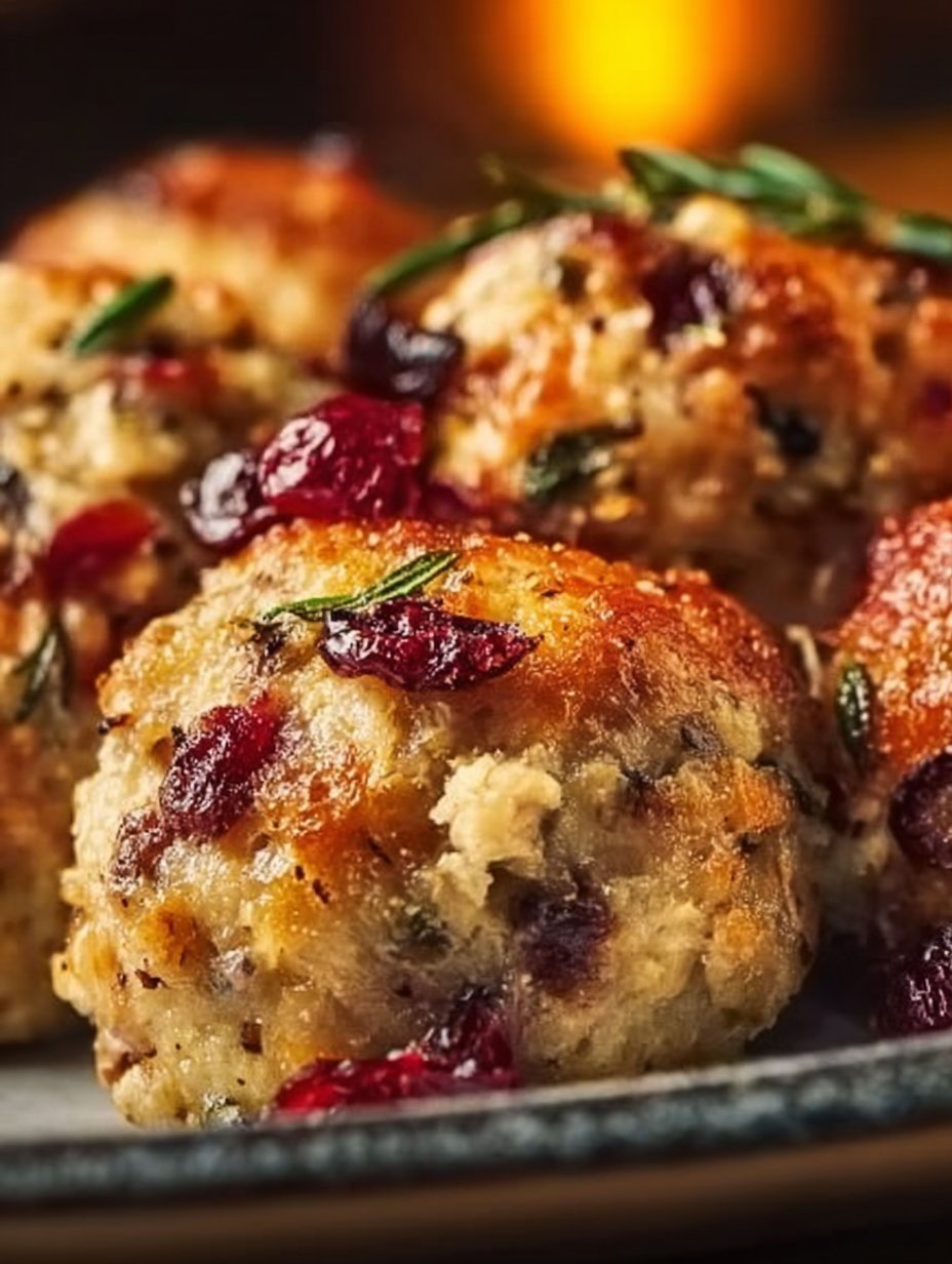 Festive Cranberry Turkey Stuffing Balls