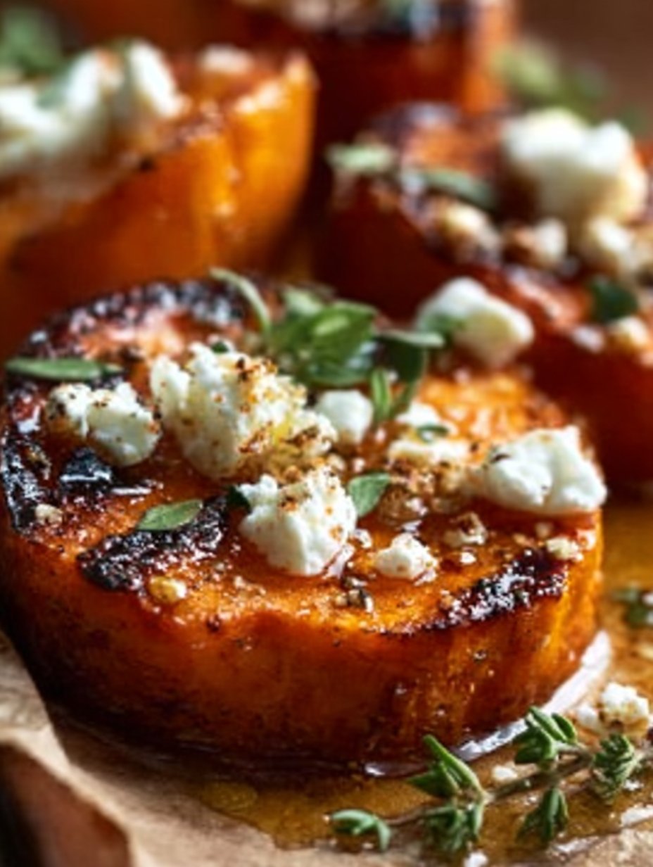 Roasted Sweet Potato Rounds with Honey & Feta