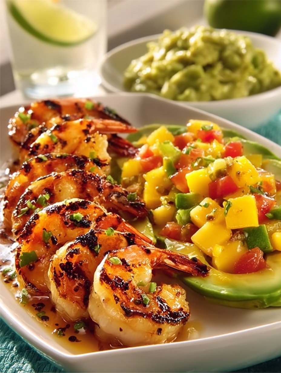 Shrimp and Avocado Bowls with Mango Salsa & Lime-Chili Sauce