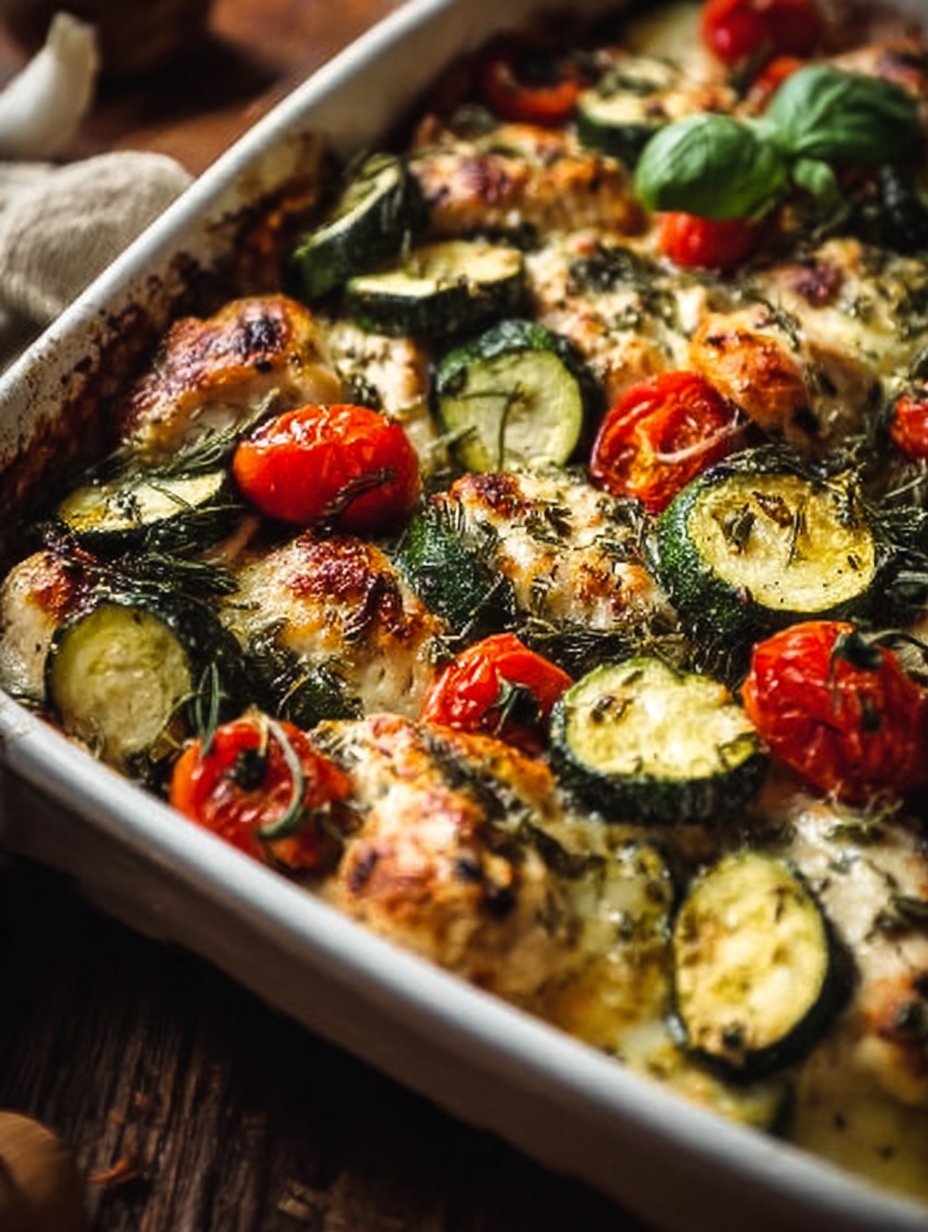 Mediterranean Chicken Zucchini Bake – Healthy, Flavor-Packed Dinner Idea!