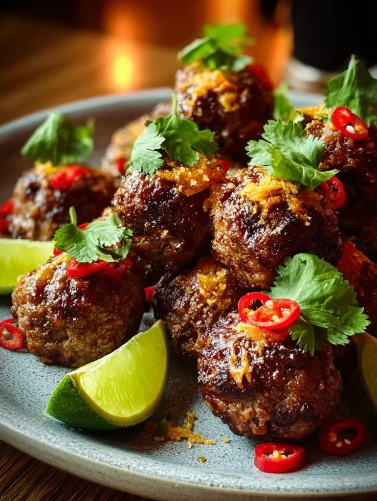 Spicy Mexican Donkey Balls served with toppings and garnishes