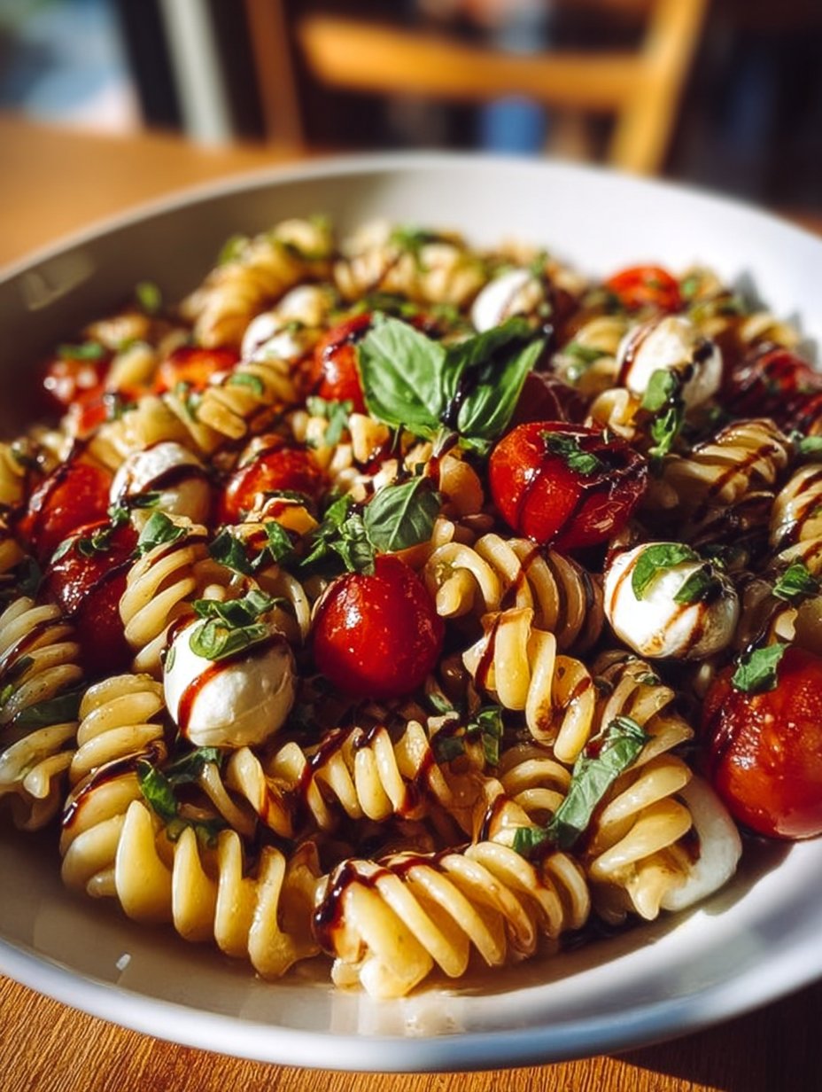 Caprese Pasta Salad with Balsamic Glaze