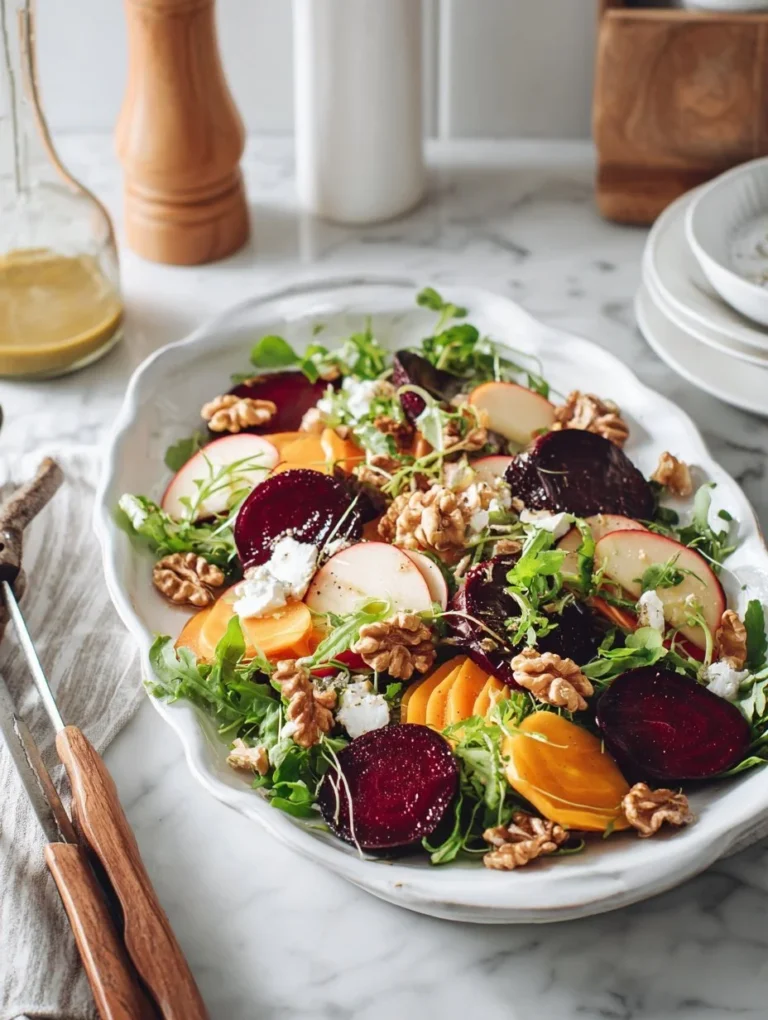 Warm Beet and Goat Cheese Salad with vibrant colors and fresh ingredients