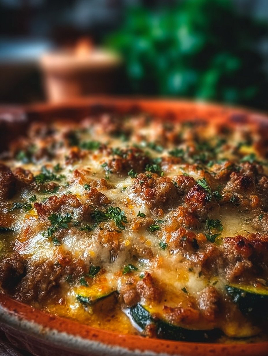 Savory Ground Turkey Zucchini Casserole