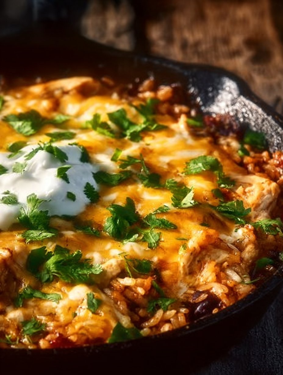 Chicken Rice Enchilada Skillet