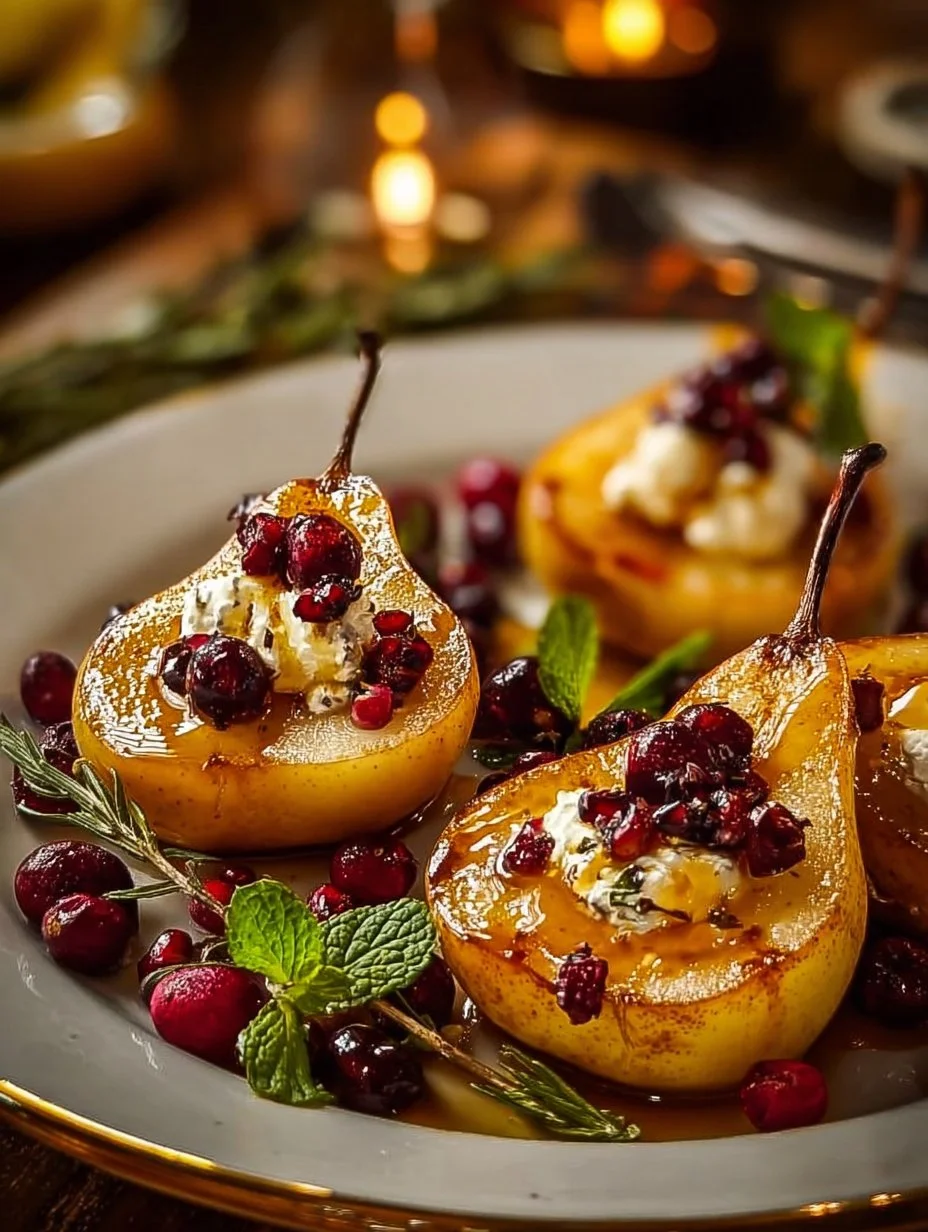 Baked Pears with Goat Cheese and Cranberries