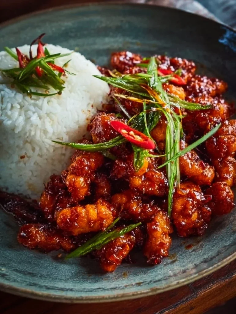 Caramelised Soy Chicken in garlic ginger broth served with rice