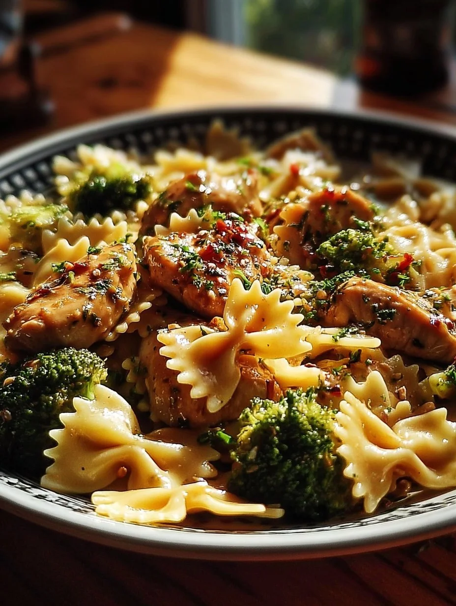 Cowboy Butter Lemon Bowtie Chicken with Broccoli