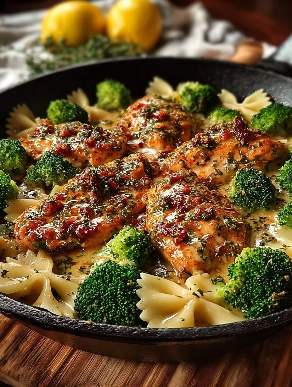 Cowboy Butter Lemon Bowtie Chicken with Broccoli