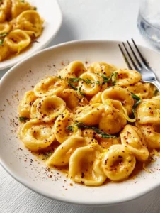 Creamy roast garlic and lemon pasta sauce served over spaghetti.
