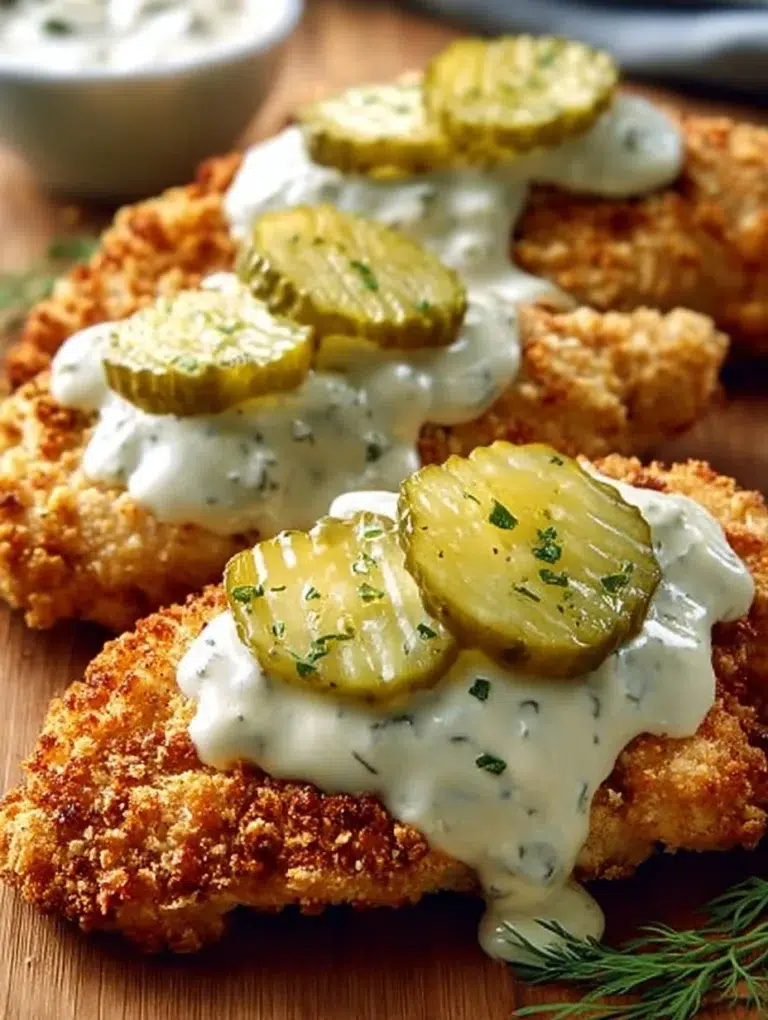 Delicious crispy Parmesan chicken served on a plate with herbs