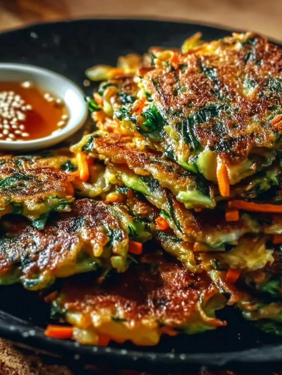 Crispy Vegetable Pancakes with Asian Dipping Sauce