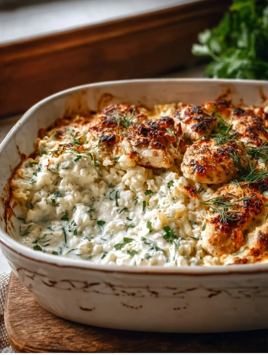 Dump-and-Bake Chicken Tzatziki Casserole