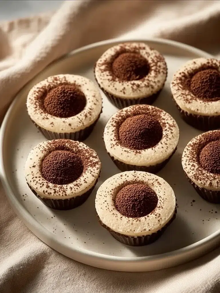 Delicious tiramisu cookie cups topped with cocoa and coffee flavors.