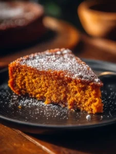Flourless Sweet Potato Ginger Cake topped with fresh ginger and spices