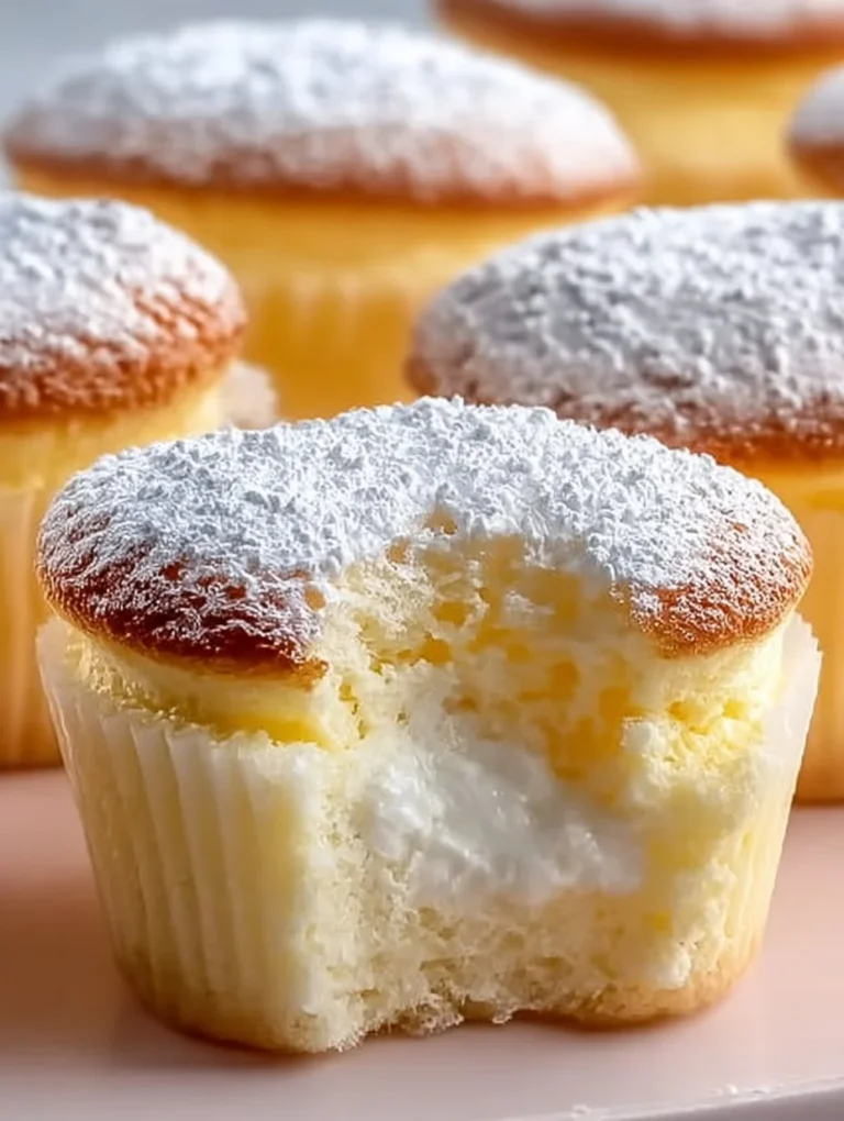 Fluffy Japanese cotton cheesecake cupcakes topped with creamy frosting
