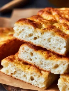 Freshly baked Gluten Free Focaccia bread with herbs and olive oil