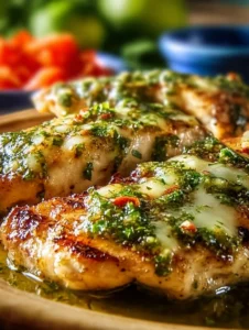 Grilled Salsa Verde Chicken topped with pepper jack cheese