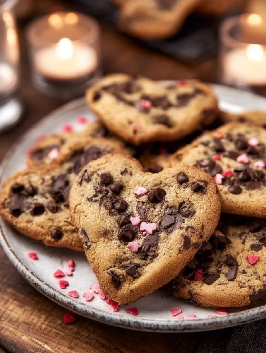 Heart Shaped Chocolate Chip Cookies