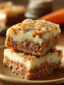 Delicious carrot cake cream cheese bars topped with creamy frosting
