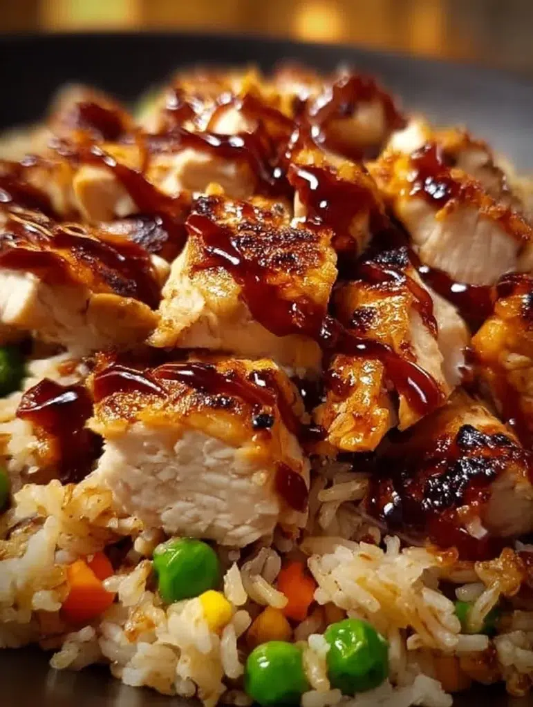 One-Pan Bold Honey BBQ Chicken Rice served in a bowl with fresh ingredients
