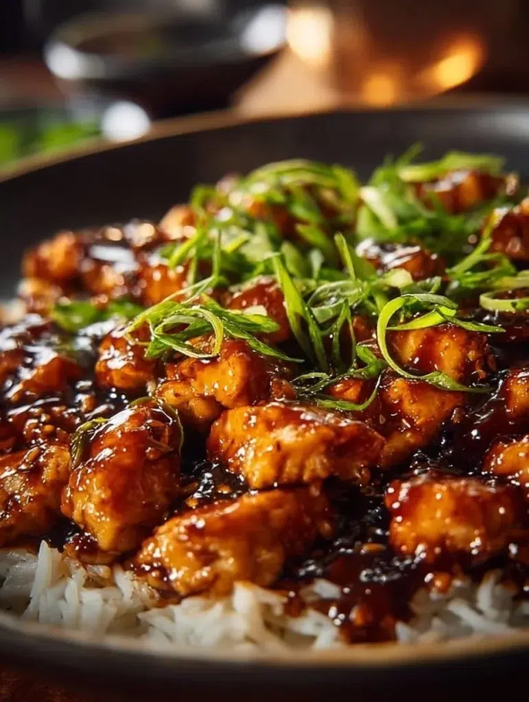 One-Pan Honey BBQ Chicken served with rice on a plate