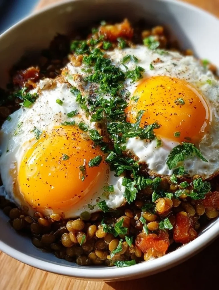 Savory lentil breakfast bowl with vegetables and spices for a nutritious meal