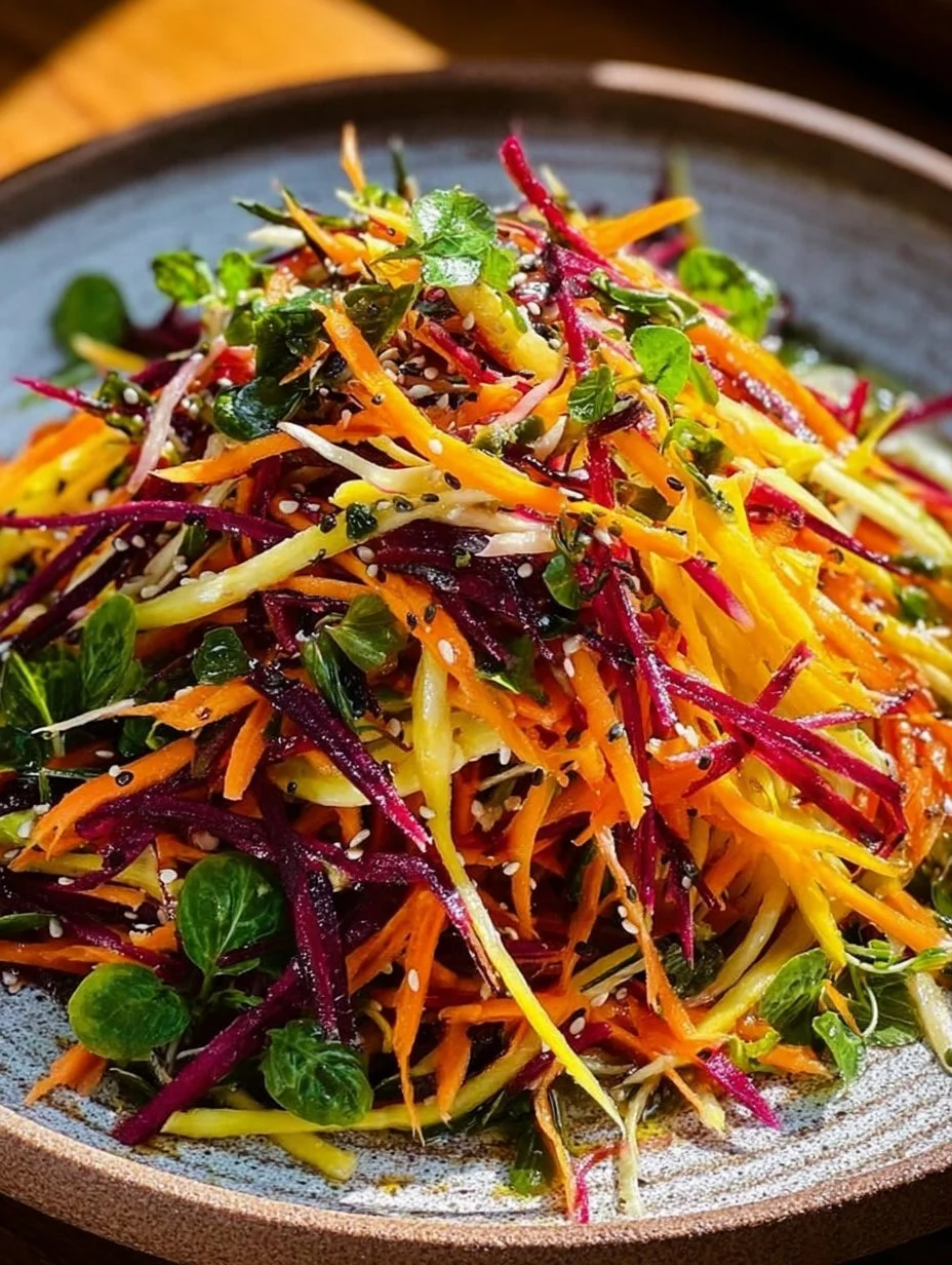 Shaved Rainbow Carrot Sesame Salad