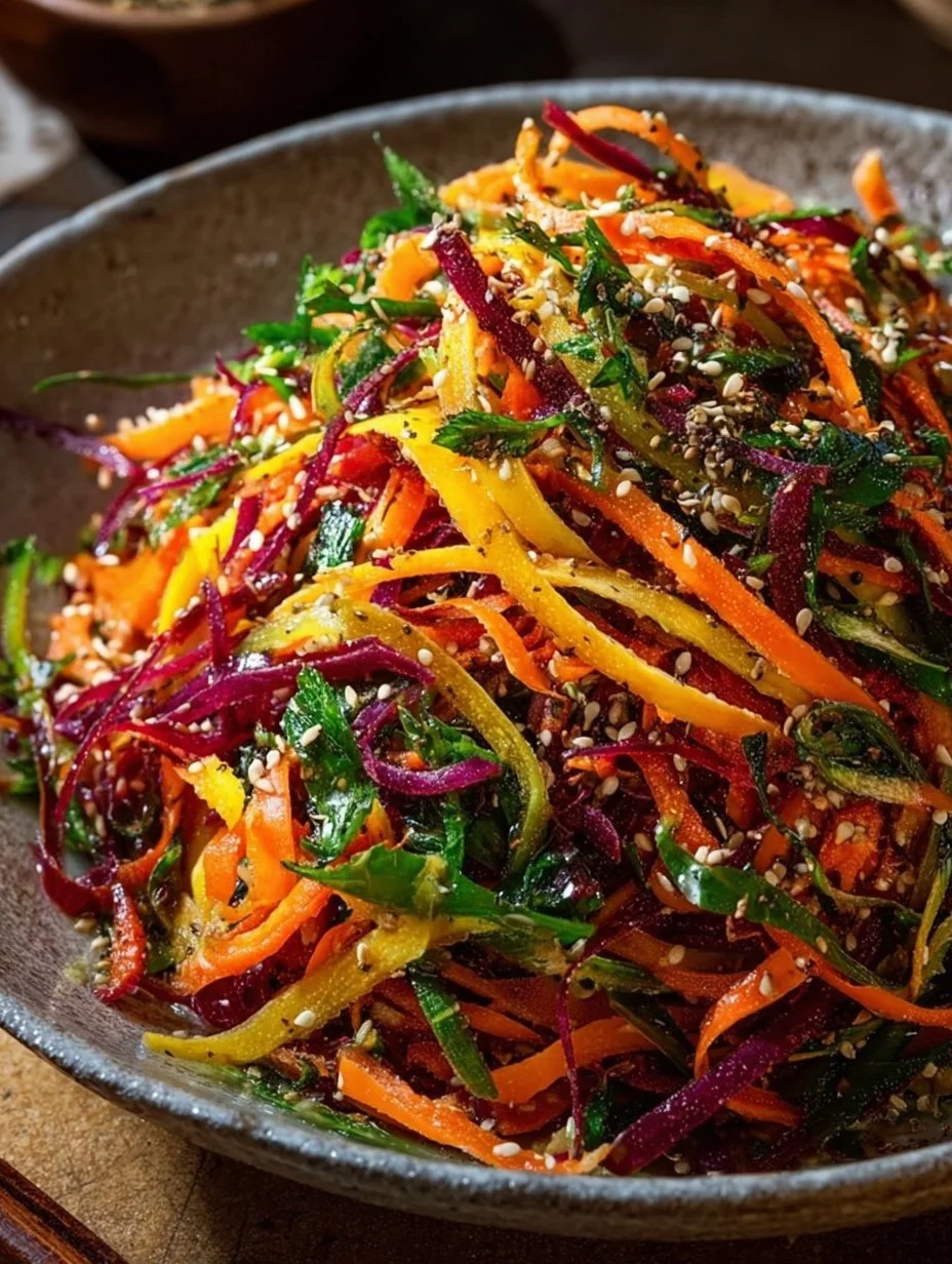 Shaved Rainbow Carrot Sesame Salad