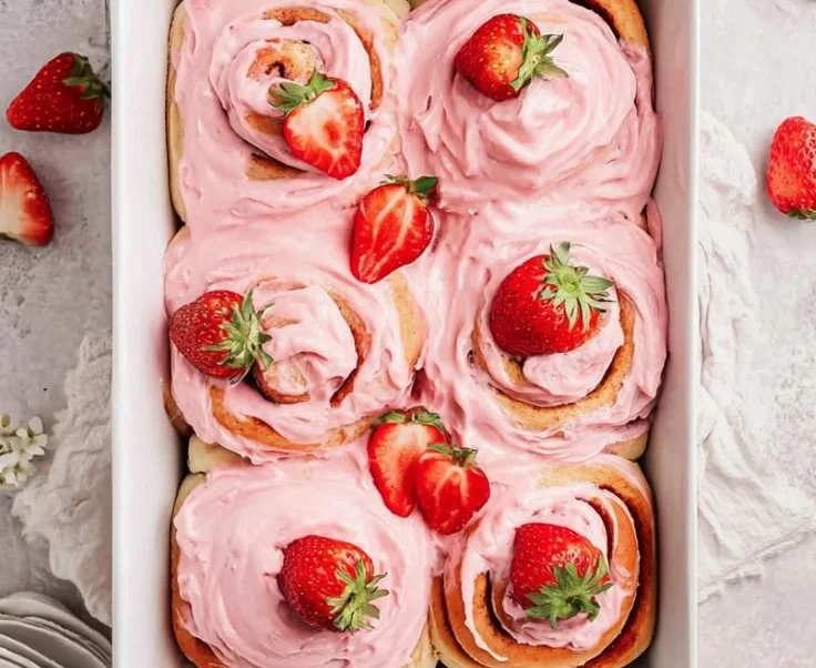 Tender Strawberry Cinnamon Rolls