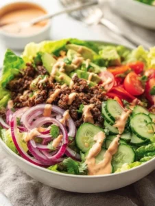 Delicious Whole 30 Burger Bowl with fresh ingredients and vibrant flavors